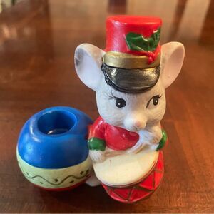 Vintage Christmas Mouse Candle Holder Taiwan Ceramic Company